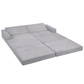 KiddyMoon Canapés Pliant pour Enfants Canapé-Lit Convertible Bébés-Canapé Lit Coucher Salle de Jeux Pliable Matelas au Sol Mini-Canapé Chaise-Lit, gris foncé, 140x55x30 cm