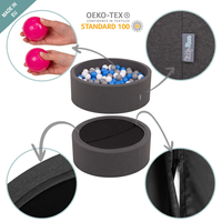 KiddyMoon Piscine à Balles ∅ 7Cm pour Bébé Rond Fabriqué En UE, gris foncé:noir/perle/or/gris, 90x30cm/300 balles