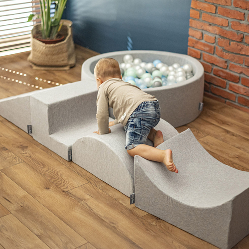 KiddyMoon aire de jeux en mousse pente L/colline/tunnel/marché, gris clair, Multi-Taille