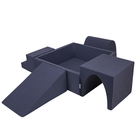 KiddyMoon Aire De Jeux en Mousse avec Carré Piscine À Balles pour Enfants, bleu foncé:perle/gris/transparent/babyblue/menthe, Piscine (300 Balles) + Version 3