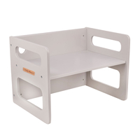 KiddyMoon Table et Chaise pour Enfants Petit Bureau, Gris, Table: 61x44x44 cm/Chaise: 30x30x30 cm