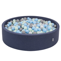 KiddyMoon Piscine À Balles Grande Rond pour Bébé, Fabriqué en UE, bleu foncé:perle/gris/transparent/babyblue/menthe, 120x30cm/200 balles