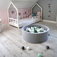 KiddyMoon Piscine à Balles ∅ 7Cm pour Bébé Quart Angulaire Fabriqué En UE, gris clair: blanc/gris/menthe, 90x30cm/200 Balles