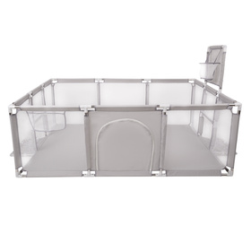 Parc Bébé avec Balles Plastiques Aire De Jeu Pliable Basket Football, gris: gris/blanc/transparent/babyblue, 400 balles