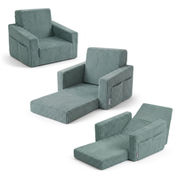KiddyMoon Fauteuil Pliable pour Enfant en Mousse Canapé Convertible 2 en 1, vert, UNI