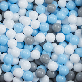 KiddyMoon Balles pour Piscine Colorées ∅6cm Plastique Enfant Bébé Fabriqué en EU, gris/blanc/babyblue/, 200 Balles/6cm