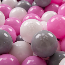 KiddyMoon Balles Colorées Plastique ∅7cm pour Piscine Enfant Bébé Fabriqué en EU, gris/blanc/rose, 200 Balles/7cm