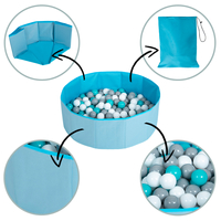 piscine à balles multicolores piscine pliable pour les enfant, bleu: perle/gris/transparent/babyblue/menthe, 300 balles