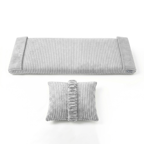 KiddyMoon Matelas avec Oreiller Set pour Planche D'équilibre Housse Amovible en Tissu Côtelé, gris clair,