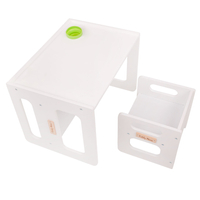KiddyMoon Table et Chaise pour Enfants Petit Bureau, Blanc, Table: 61x44x44 cm/Chaise: 30x30x30 cm