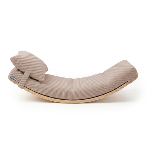 KiddyMoon Planche D'équilibre en Bois Enfant Avec Matelas et Oreiller Balance Board, naturel/beige foncé,