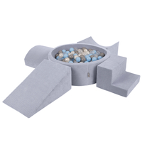 KiddyMoon Parcours Motricité En Mousse Avec Balles Enfants Favorise Créativité, Gris foncé : perle/gris/transparent/babyblue, Piscine (200 Balles) + Version 5