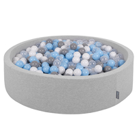 KiddyMoon Piscine À Balles Grande Rond pour Bébé, Fabriqué en UE, gris clair: gris/blanc/transparent/babyblue, 120x30cm/200 balles
