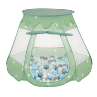 Tente Château Pour Enfants Tente de Jeu Avec Balles Colorées Jouet Cabane Pop-up Château Facile À Monter Maison de Jeu Pour Intérieur et Extérieur, menthe:perle/gris/transparent/babyblue/menthe, 105x90cm/600 balles