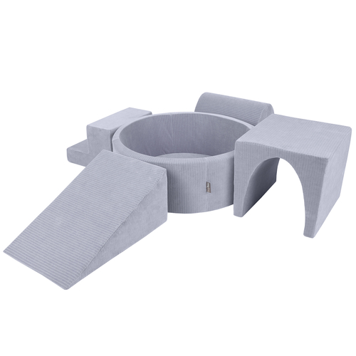 KiddyMoon Parcours Motricité En Mousse Avec Balles Enfants Favorise Créativité, gris foncé : beige pastel/blanc/perle, Piscine (300 Balles) + Version 3