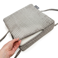 KiddyMoon Coussin Rehausseur De Chaise Enfant, Assise Rehaussée 10 Cm Avec Housse Lavable Et Liens d’Attache, gris clair, 33x33x10