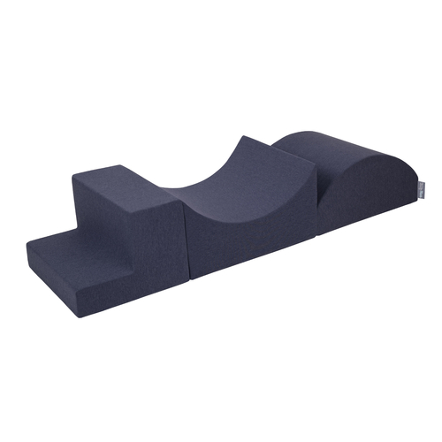 KiddyMoon Aire De Jeux en Mousse avec Rond Piscine à Balles pour Enfants, bleu foncé:blanc/gris/menthe, Piscine (300 Balles) + Version 6