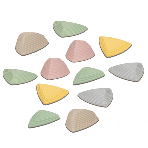 KiddyMoon Pierres de Rivière pour Enfants Pierres d'équilibre River Stones Jeu Sensoriel Motricité l'équilibre Coordination Force Parcours d'obstacles, multicolore, 12 Pieces