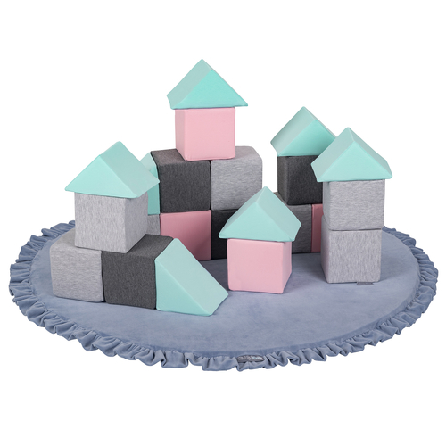 KiddyMoon Tapis de Jeu Pour Enfants Montessori Tapis en Mousse Bébé Épais et Doux Tapis Rampant Ramper Enfant Jouet Couverture Baby Tapis d'éveil, Fabriqué en UE, bleu glacier, XL