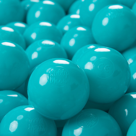 KiddyMoon Balles Colorées Plastique ∅7cm pour Piscine Enfant Bébé Fabriqué en EU, turquoise, 100 Balles/7cm