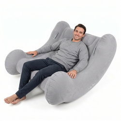 KiddyMoon Fauteuil à Bascule Gonflable À Bascule Pour l'intérieur et l'extérieur avec Poignées Et Pompe, gris, L