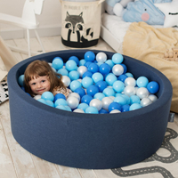 KiddyMoon Piscine à Balles ∅ 7Cm pour Bébé Rond Fabriqué En UE, beige clair, 90x30cm/200 Balles