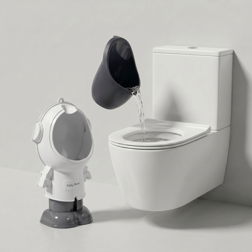KiddyMoon Pot Bébé Urinoir pour Enfants, Hauteur Réglable Motif Astronaute, blanc, UNI
