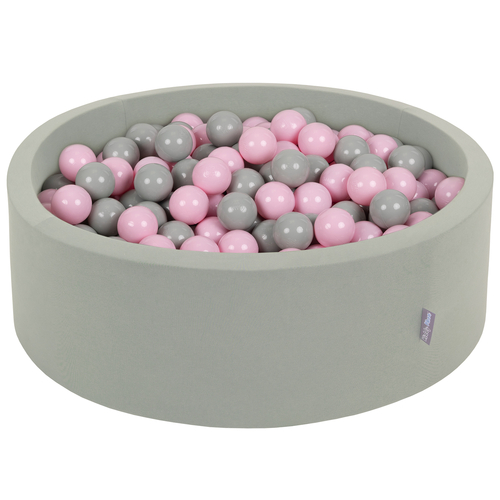 KiddyMoon Piscine à Balles ∅ 7Cm pour Bébé Rond Fabriqué En UE, sauge : rose poudré/vert de gris, 90x30cm/200 balles