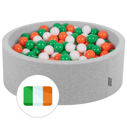 KiddyMoon Piscine à Balles ∅ 7Cm pour Bébé Rond Fabriqué En UE, Irlande:vert/blanc/orange, 90x30cm/300 balles
