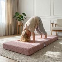 KiddyMoon Matelas Enfant avec Oreiller Et Housse Teddy Pliable en Mousse Matelas pour Tout-Petits, Chambre d'enfant, rose, Matelas avec Oreiller