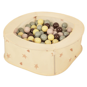 NK-200X piscine aire de jeux pliable avec balles, Beige Clair: Beige Pastel/Vert de Gris/Jaune Pastel/Brun, 100 Balles