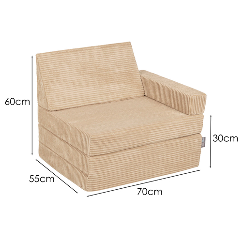 KiddyMoon Fauteuil Enfant Convertible en Mousse, Fauteuil pour Enfants Chaise pour Chambre d'Enfants Matelas Pliable Matelas Fauteuil Relax Fauteuil Douillet, beige, Fauteuil