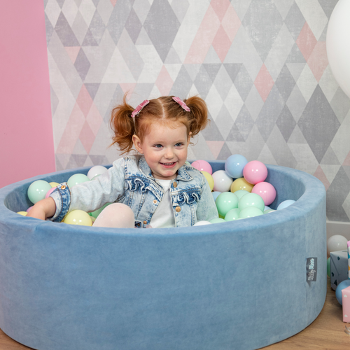 KiddyMoon Piscine à Balles ∅ 7Cm pour Bébé Rond Fabriqué En UE, Café: blanc/beige pastel/brun, 90x30cm/300 balles
