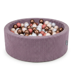 KiddyMoon Piscine Bébé, Piscine À Balles Pour Bébé Et Enfant, Piscine Enfant En Mousse Douce, Housse Côtelée Lavable, Violet: Beige pastel/Cuivre/Perle/Saumon, 90x30cm/200 Balles