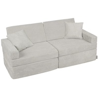 KiddyMoon Canapés Pliant pour Enfants Canapé-Lit Convertible Bébés-Canapé Lit Coucher Salle de Jeux Pliable Matelas au Sol Mini-Canapé Chaise-Lit, gris clair, Canapés avec 2 Oreillers