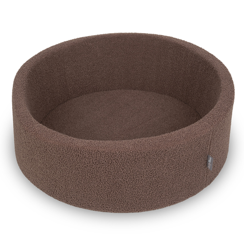 KiddyMoon Piscine à Balles Boules 7 cm pour un Remplissage plus Généreux Pour Bébés au Housse Teddy, Convient dès 8 Mois, brun, 90x30cm/SANS balles
