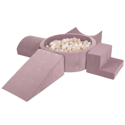 KiddyMoon Parcours Motricité En Mousse Avec Balles Enfants Favorise Créativité, Violet : beige pastel/blanc/perle, Piscine (300 Balles) + Version 5