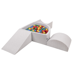 KiddyMoon Aire De Jeux en Mousse avec Quart Angulaire Piscine À Balles pour Bébé, gris clair: jaune/vert/bleu/rouge/orange, Piscine (200 Balles) + Version 4
