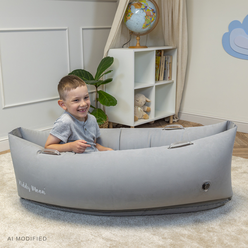 KiddyMoon Gonflable Fauteuil Sensoriel Enfant Avec Poignées Et Pompe, gris, M