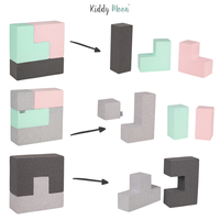 KiddyMoon blocs mous pour bébé cubes de construction en mousse, mix: gris clair/girs foncé/rose/menthe, 9 Pieces