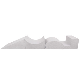 KiddyMoon Aire De Jeux en Mousse avec Rond Piscine à Balles pour Enfants, gris clair: rose poudré/perle/transparent, Piscine (200 Balles) + Version 5