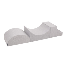 KiddyMoon Aire De Jeux en Mousse avec Carré Piscine À Balles pour Enfants, gris clair: gris/blanc/turquoise, Piscine (200 Balles) + Version 6