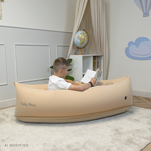 KiddyMoon Gonflable Fauteuil Sensoriel Enfant Avec Poignées Et Pompe, beige, L