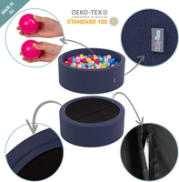 KiddyMoon Piscine À Balles Grande Rond pour Bébé, Fabriqué en UE, bleu foncé:vert clair/orange/turq/bleu/babyblue/jaune, 120x30cm/300 balles