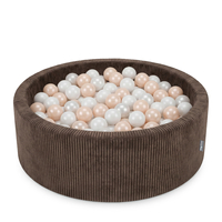 KiddyMoon Piscine Bébé, Piscine À Balles Pour Bébé Et Enfant, Piscine Enfant En Mousse Douce, Housse Côtelée Lavable, Marron: Beige pastel/Blanc/Perle, 90x30cm/200 Balles