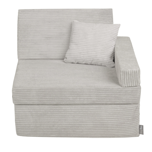 KiddyMoon Fauteuil Enfant Convertible en Mousse, Fauteuil pour Enfants Chaise pour Chambre d'Enfants Matelas Pliable Matelas Fauteuil Relax Fauteuil Douillet, gris clair, Fauteuil avec Oreiller