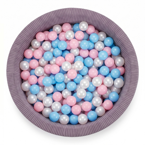 KiddyMoon Piscine Bébé, Piscine À Balles Pour Bébé Et Enfant, Piscine Enfant En Mousse Douce, Housse Côtelée Lavable, Violet: Bleu bébé/Rose poudré/Perle, 90x30cm/200 Balles