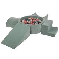 KiddyMoon Parcours Motricité En Mousse Avec Balles Enfants Favorise Créativité, Vert : turquoise foncé/beige pastel/vert de gris/saumon, Piscine (300 Balles) + Version 5