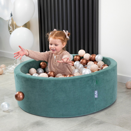 KiddyMoon Balles Colorées Plastique ∅7cm pour Piscine Enfant Bébé Fabriqué en EU, beige pastel/cuivre/perle, 50 Balles/7cm
