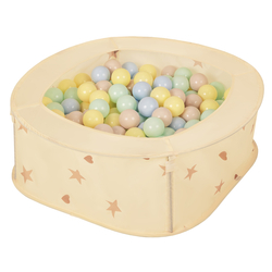 NK-200X piscine aire de jeux pliable avec balles, beige clair: beige pastel/bleu pastel/jaune pastel/menthe, 100 Balles